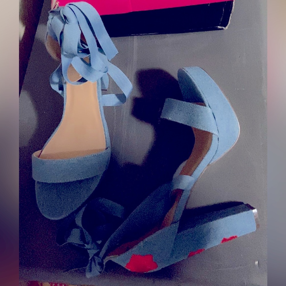 Chunky Denim Stack Heel   NEVER WORN
